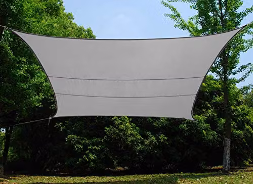 Kookaburra Waterproof Rectangular Garden Sun Shade Sail Canopy in Silver with 98% UV Block, W: 3 m, D: 2 m – 2