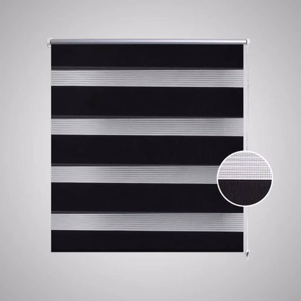 Berkfield Home Zebra Day and Night Blind in Black and White, W: 120 cm, H: 175 cm – 2