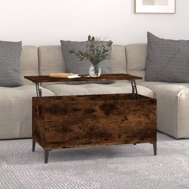 Berkfield Home Smoked Oak Coffee Table in Brown, W/D/H: 90 x 44.5 x 45 cm – 1
