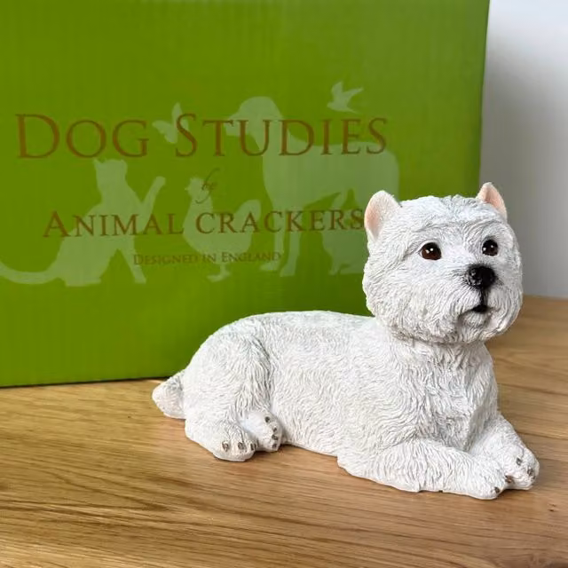 Animal Crackers White and Green West Highland Terrier Tabletop Figurine, Height: 13 cm