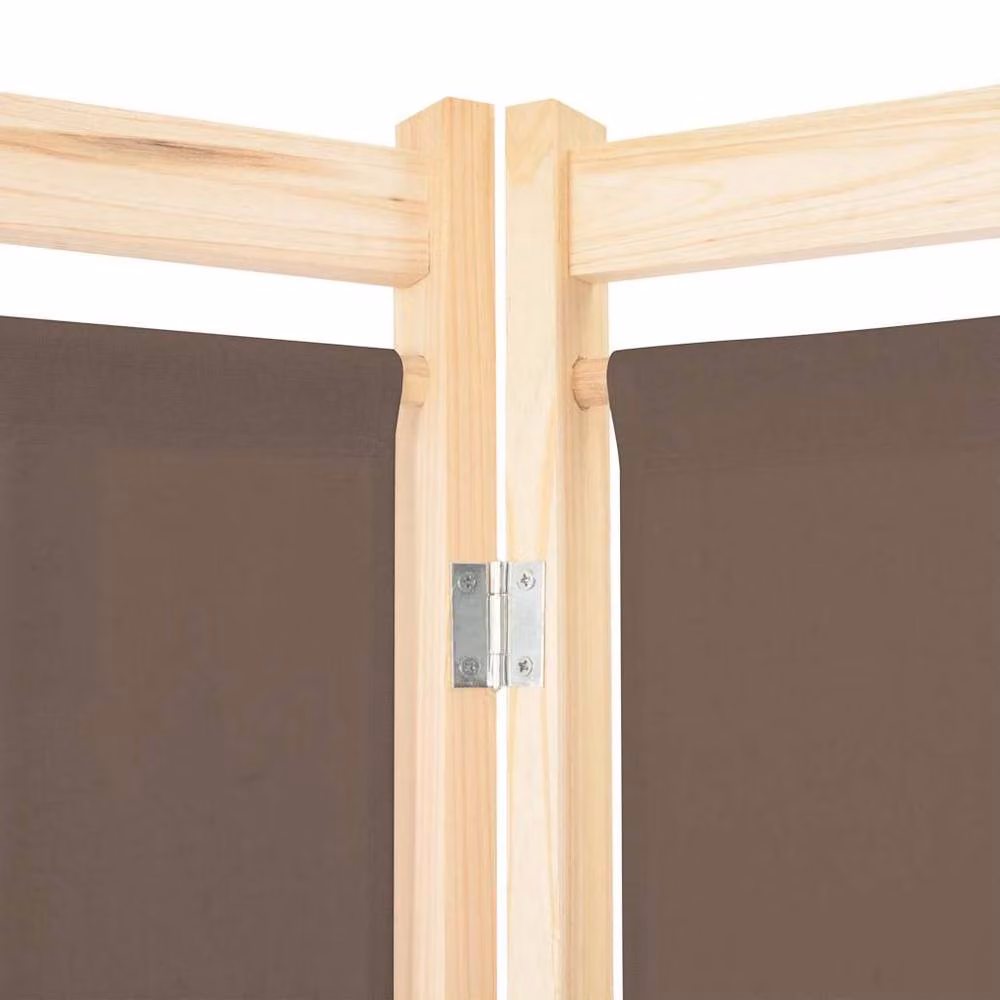 Berkfield Home Stylish 5-Panel Room Divider in Brown Fabric, W/H/D: 200 x 170 x 4 cm – 3