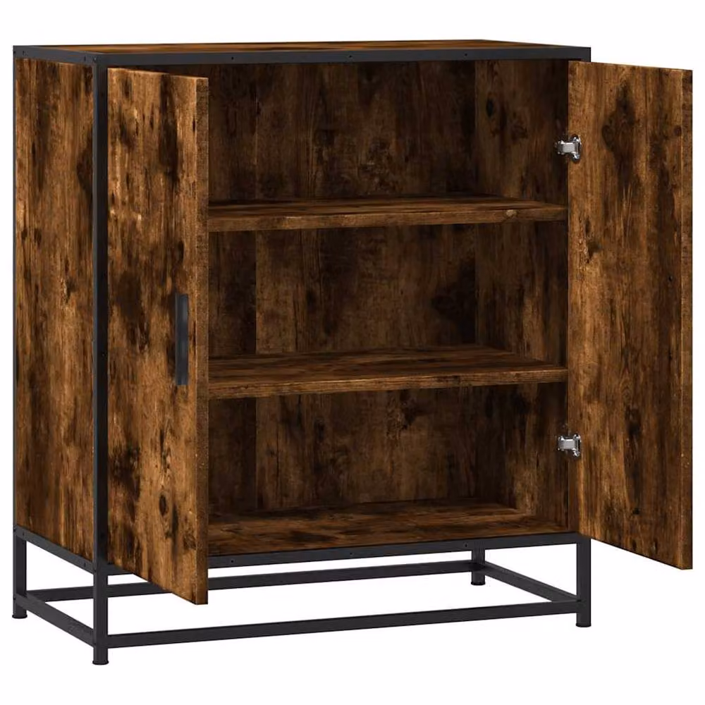 Berkfield Home Industrial Sideboard in Smoked Oak and Brown, W/D/H: 68 x 35 x 76 cm – 5