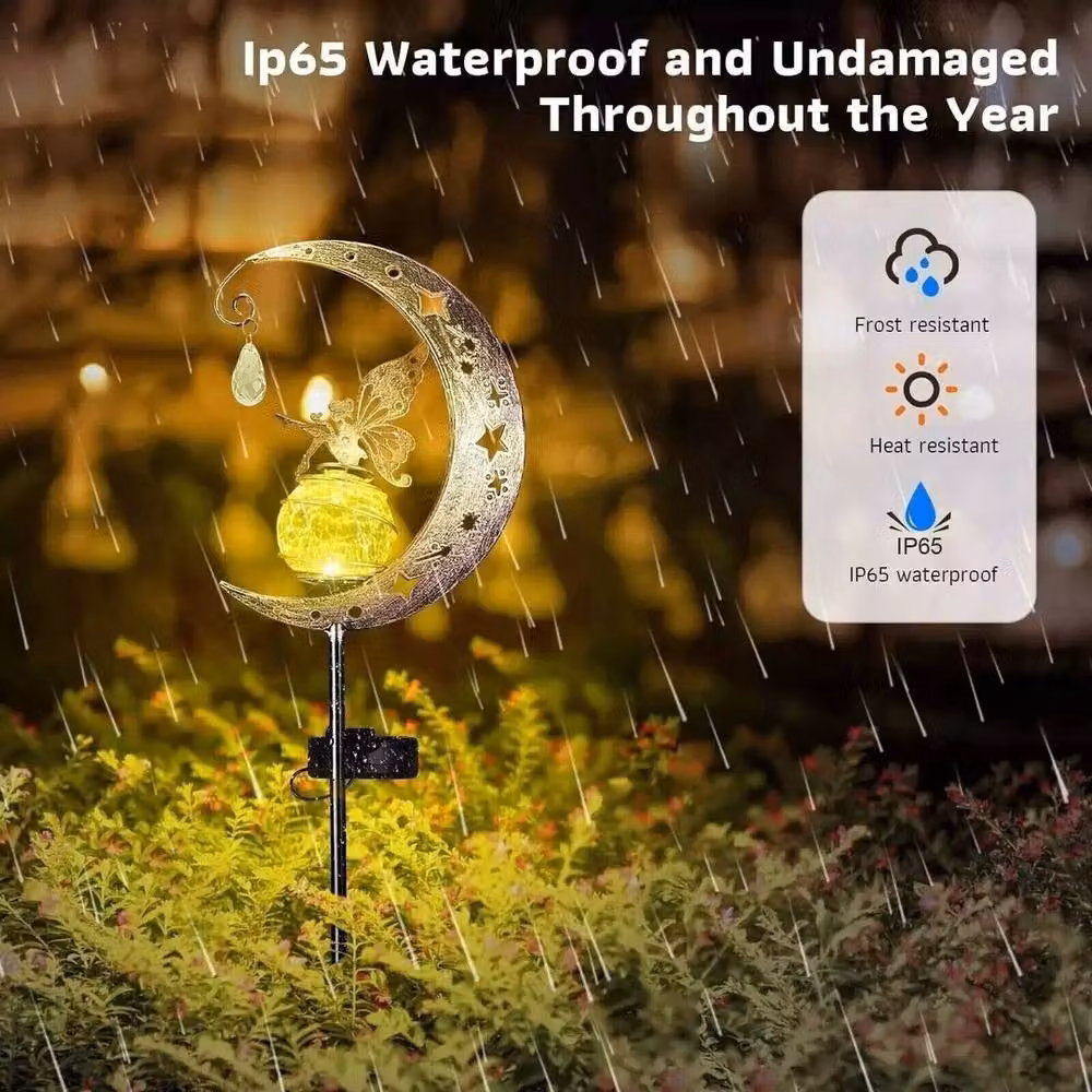 SPETLEK 3x Fairy Garden LED Solar Lights in Gold/Brass for Garden and Terrace, W/D/H: 100 x 60 cm – 6