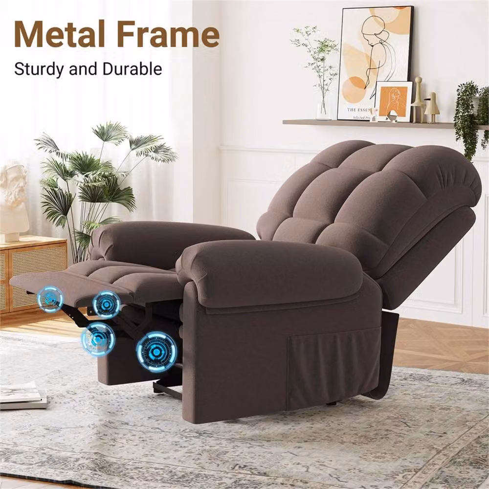 NESTLUNE Brown Fabric Power Lift Riser Recliner Armchair – 2