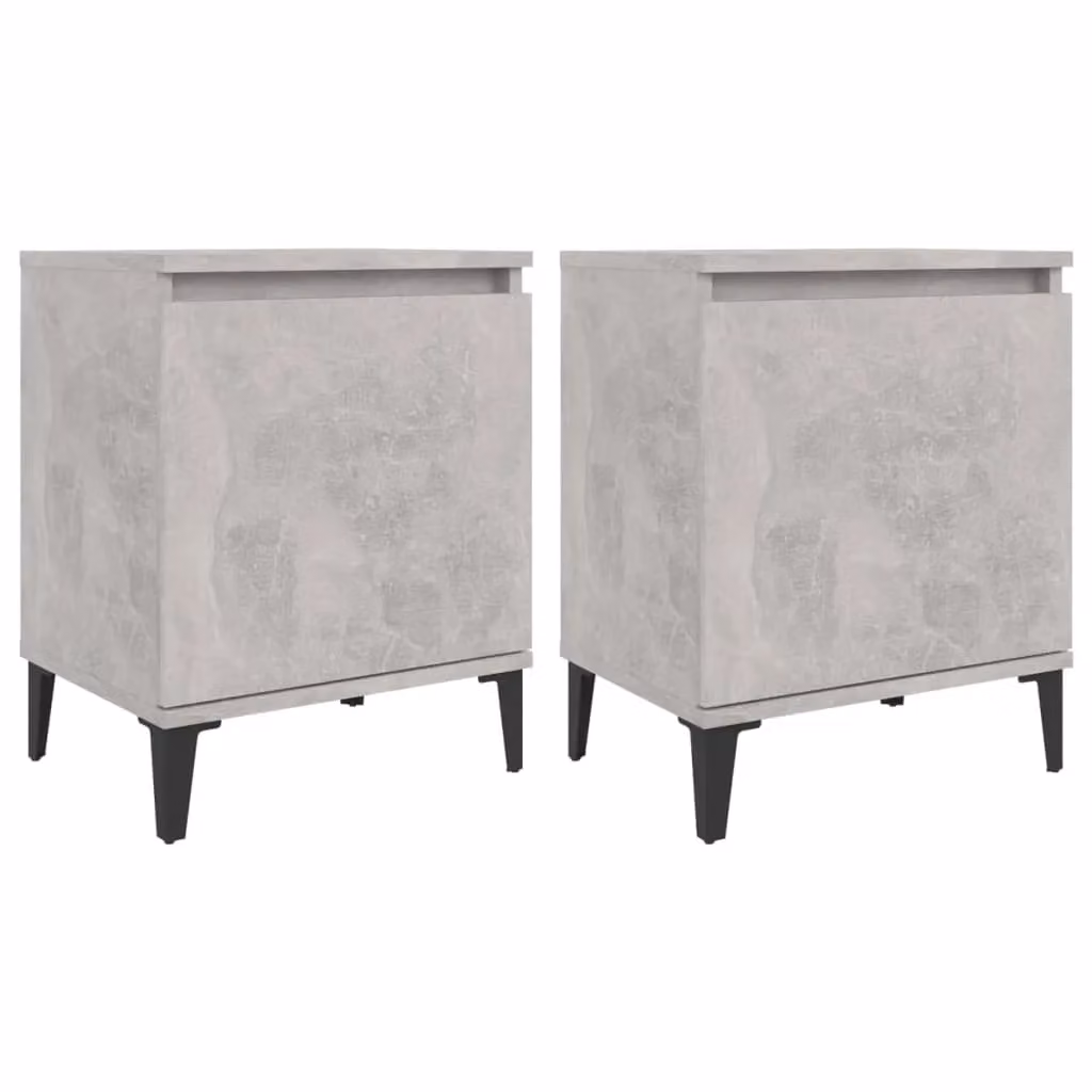 Berkfield Home Bed Cabinets with Metal Legs, 2 Pieces, Concrete Grey, W: 40 cm, D: 30 cm, H: 50 cm – 2