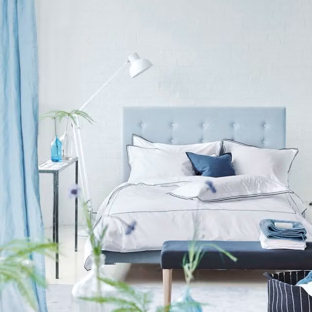 Designers Guild Astor Cotton Percale Duvet Cover and Pillowcase Set in Blue