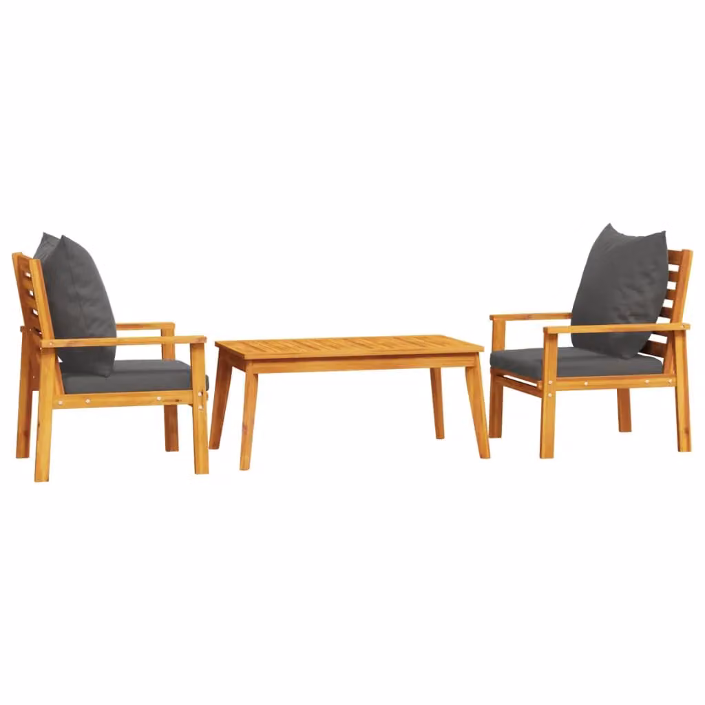 Berkfield Home 3 Piece Garden Lounge Set with Cushions in Brown Solid Acacia Wood – 2