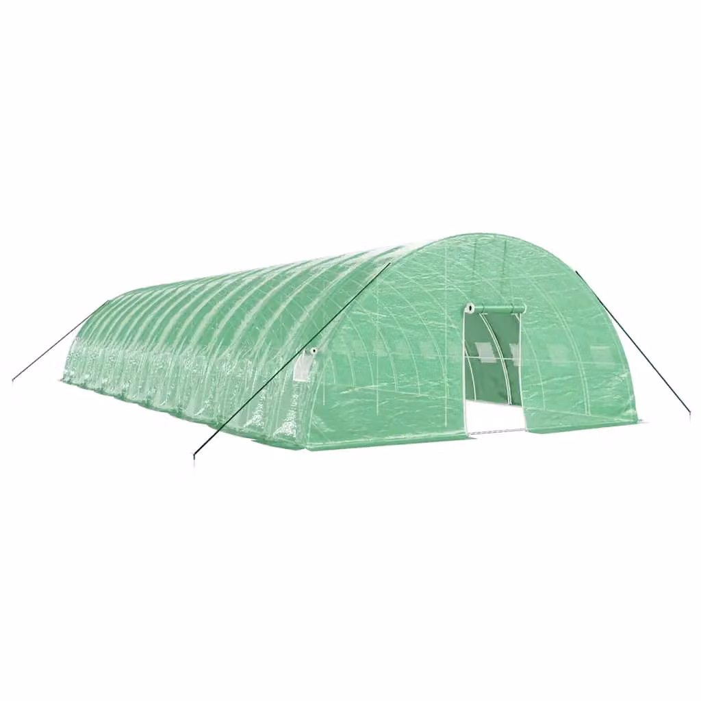 Berkfield Home Green Steel Frame Greenhouse with Plastic Cover, W/D/H: 16 x 6 x 2.85 m – 2