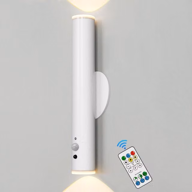 Harper Living Rechargeable LED Wall Light in White with Motion Sensor, Dimmable Night Light and Remote Control