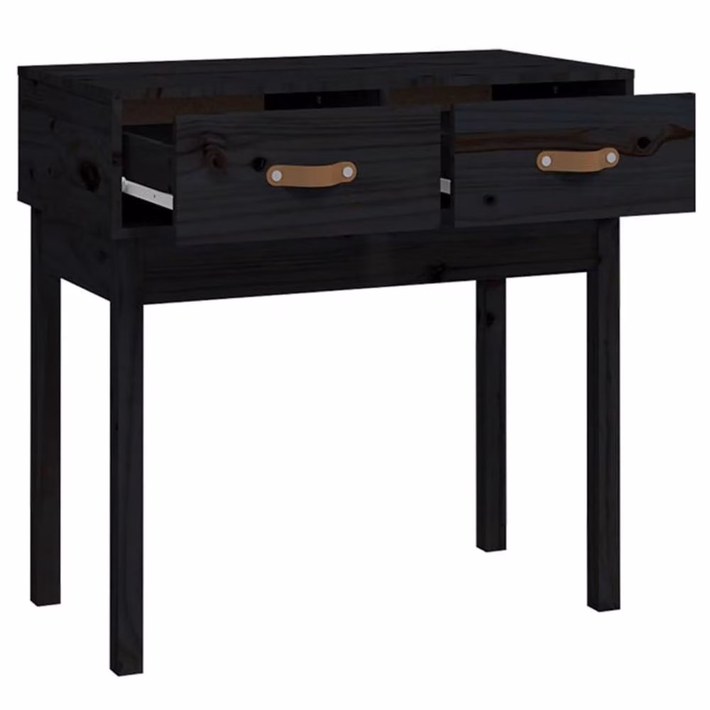Berkfield Home Rustic Black Solid Wood Pine Console Table W/D/H: 76.5 x 40 x 75 cm – 3