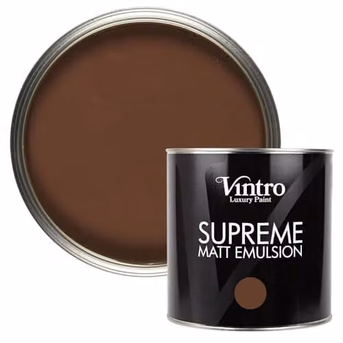 Vintro Brown Luxury Matt Emulsion Multi Surface Water Based Paint for Walls, Ceilings, Wood and Metal, 2.5 L