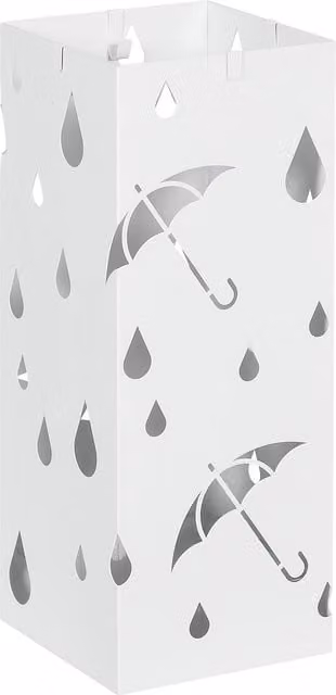 HOMCOM White Steel Six-Umbrella Holder Stand with Removable Tray