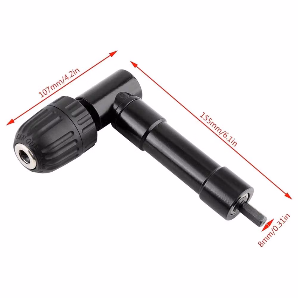 Nordara 90 Degree Right Angle Drill Attachment with 3/8-24UNF Chuck, 0.8-10mm, Black Steel – 2