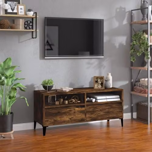vidaXL TV Cabinet in Smoked Oak Brown, W/D/H: 100 x 34.5 x 44.5 cm – 2