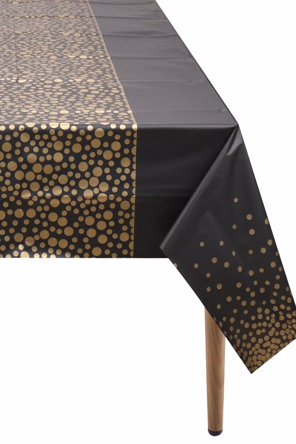 Neel Blue PVC Rectangular Tablecloth with Gold Dot Confetti Print, Black and Blue, W: 137 cm, L: 274 cm – 2