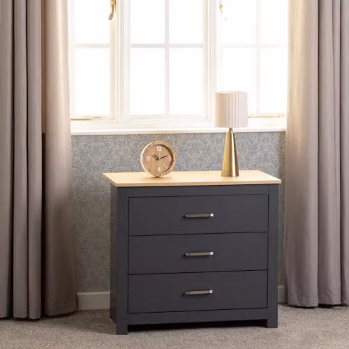 Seconique Portland 3 Drawer Chest in Grey and Oak Effect – 2