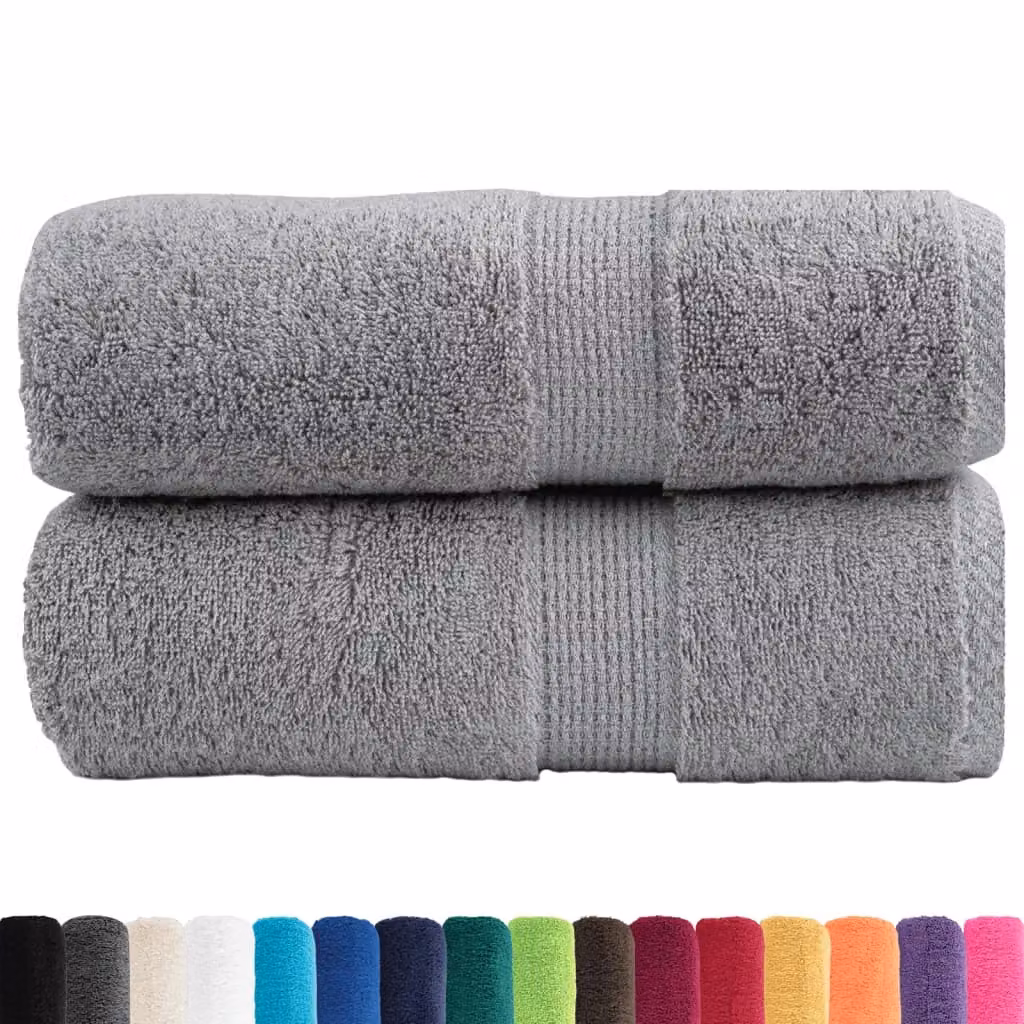 Berkfield Home SOLUND Premium Cotton Terry Guest Towels, Grey, 2 Pack, W: 30 cm, H: 50 cm, 600gsm – 2