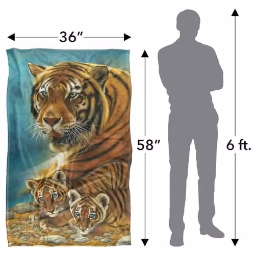 JQ Licensing Tiger and Cubs Silky Touch Super Soft Fleece Throw Blanket, Multicolour, W: 91 cm, D: 147 cm – 4
