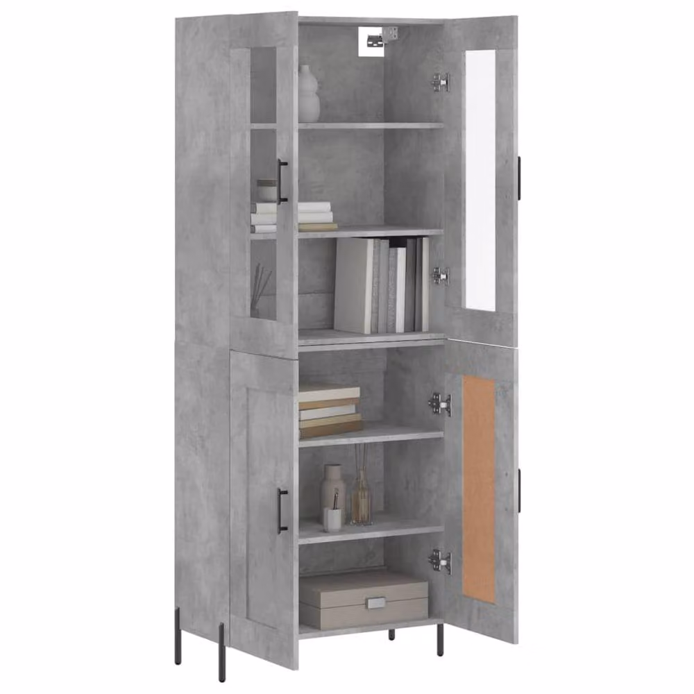 Berkfield Home Modern Highboard in Concrete Grey, W/D/H: 69.5 x 34 x 180 cm – 3
