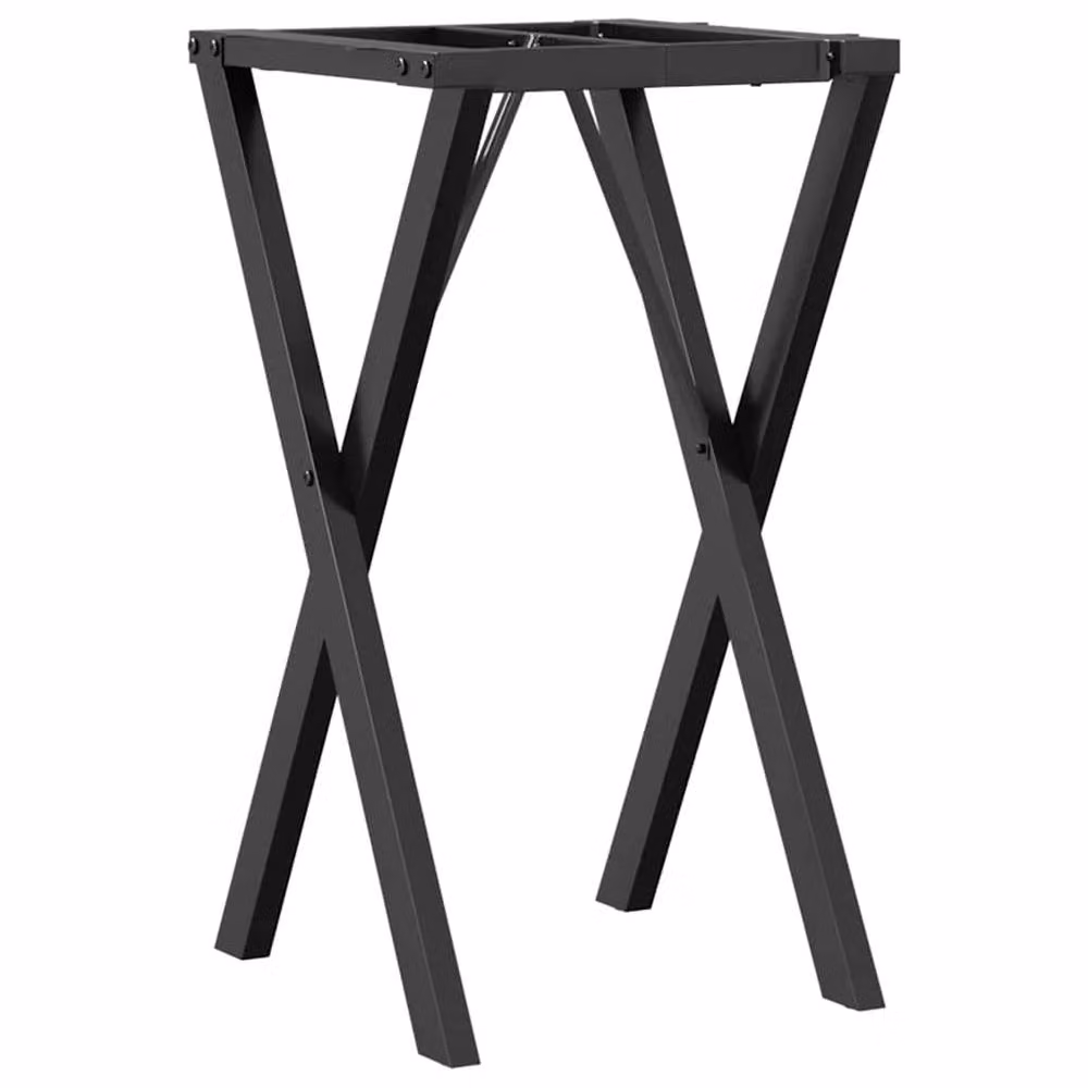 Berkfield Home Durable X-Frame Dining Table Legs in Matt Black Steel, W/D/H: 40 x 40 x 73 cm – 3