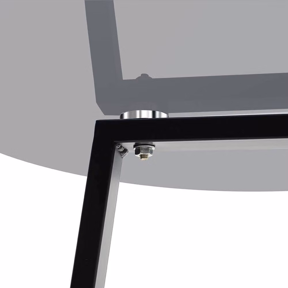 Garden Sanctuary Modern Round Dining Table with Black Tempered Glass Top – 4