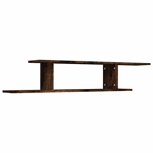 vidaXL Wall-Mounted TV Shelf in Smoked Oak, W: 125 cm, H: 18 cm, D: 23 cm