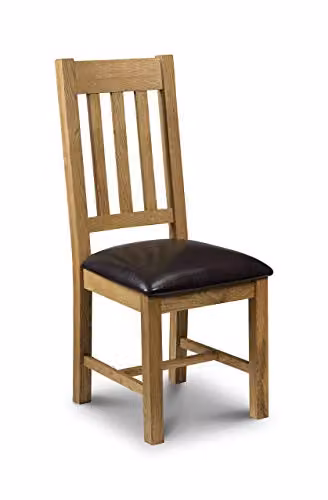 Julian Bowen Astoria Set of 2 Dining Chairs in Oak and Brown Synthetic Leather