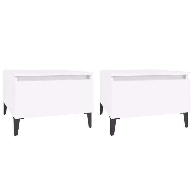 Berkfield Home Set of 2 White Side Tables, W/D/H: 50 x 46 x 35 cm