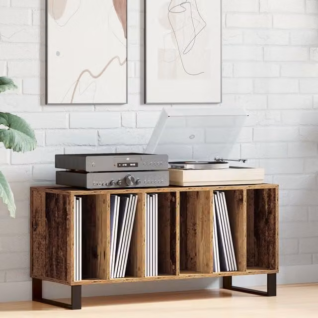 Berkfield Home Artisan Oak Record Cabinet in Brown, W/D/H: 100 x 38 x 48 cm – 1