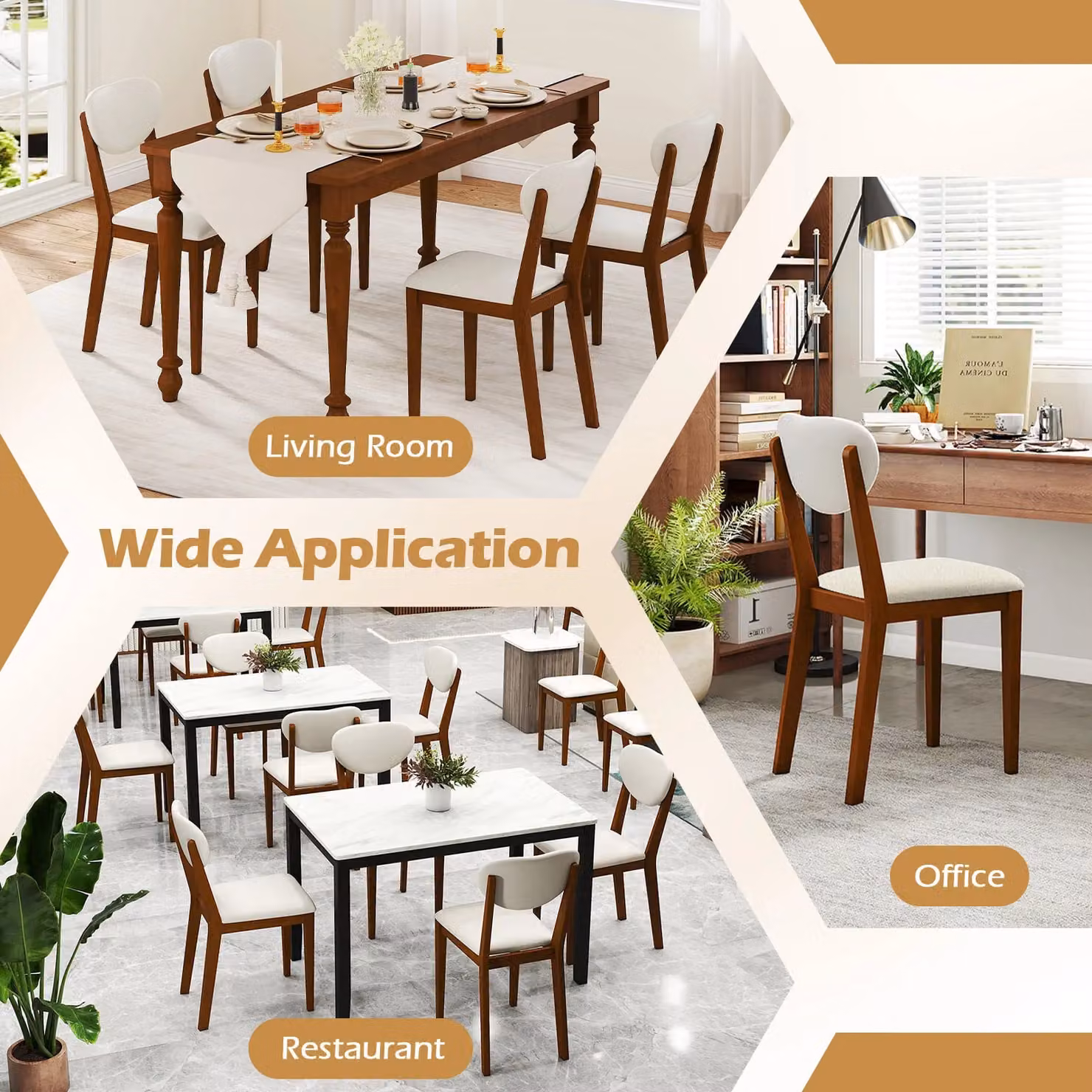 Costway Set of 2 Modern Sherpa Dining Chairs with Padded Fabric Seats in Walnut and Brown – 5