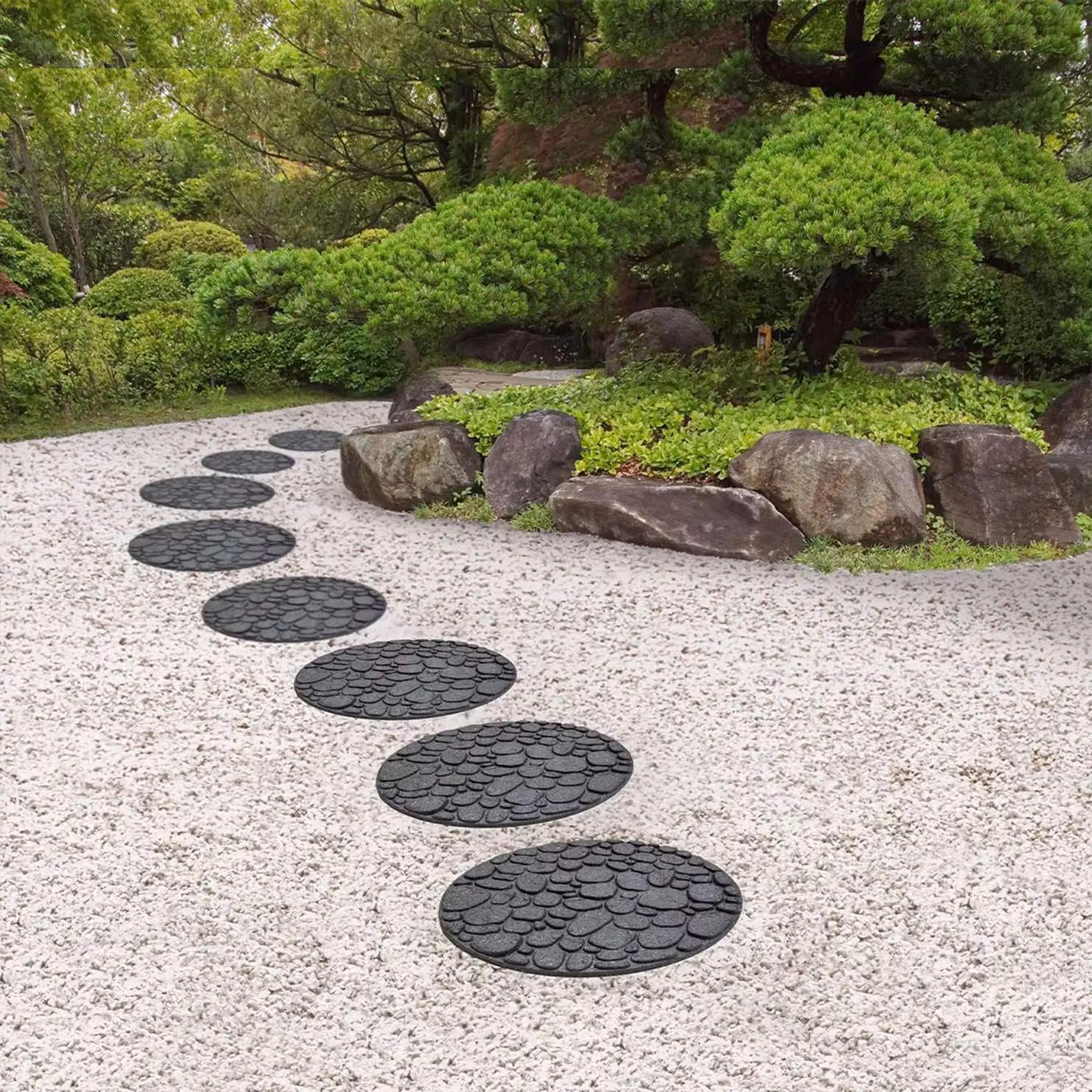 Nicoman Grey Rubber River Rock Garden Stepping Stone – 6