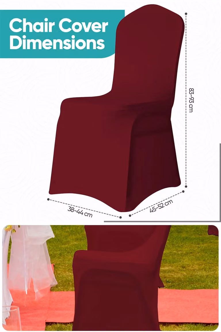Neel Blue Spandex Polyester Stretch Dining Chair Cover in Burgundy