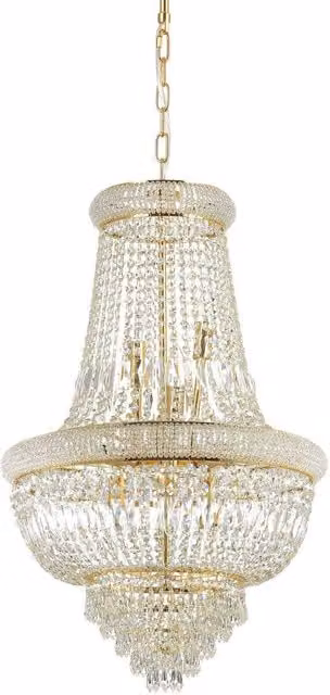 Ideal Lux Dubai Light Pendant Light in Brass and Crystal with E14 Socket