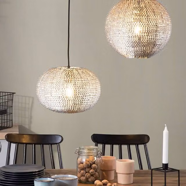 Wyld and Coco Silver and Copper Sphere Pendant Lamp with Height Adjustable Metal Design – 1