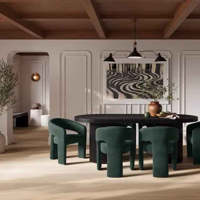 LPD Home Alba Modern Green Velvet Upholstered Dining Chair