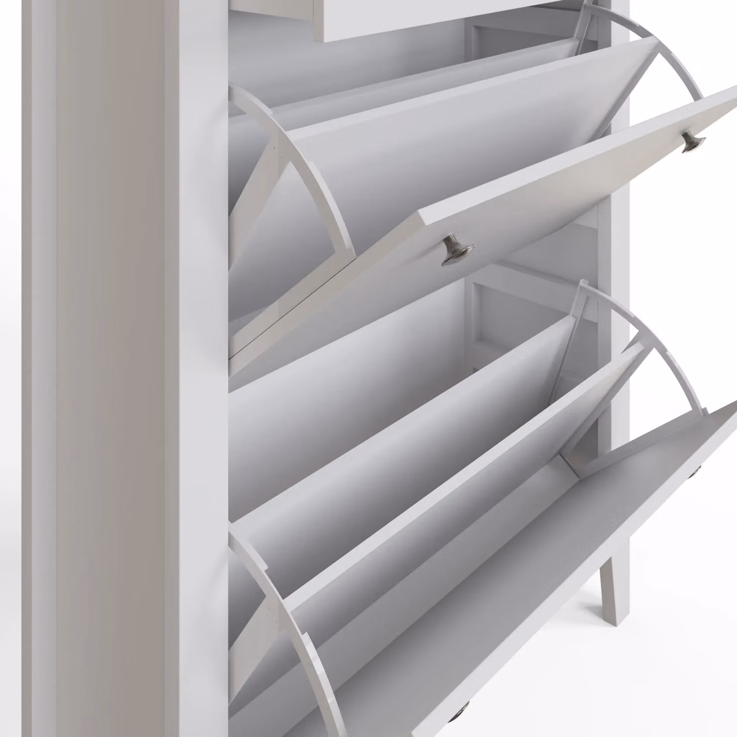 GFW Deluxe Two Tier White Shoe Cabinet with Tilting Compartments – 5