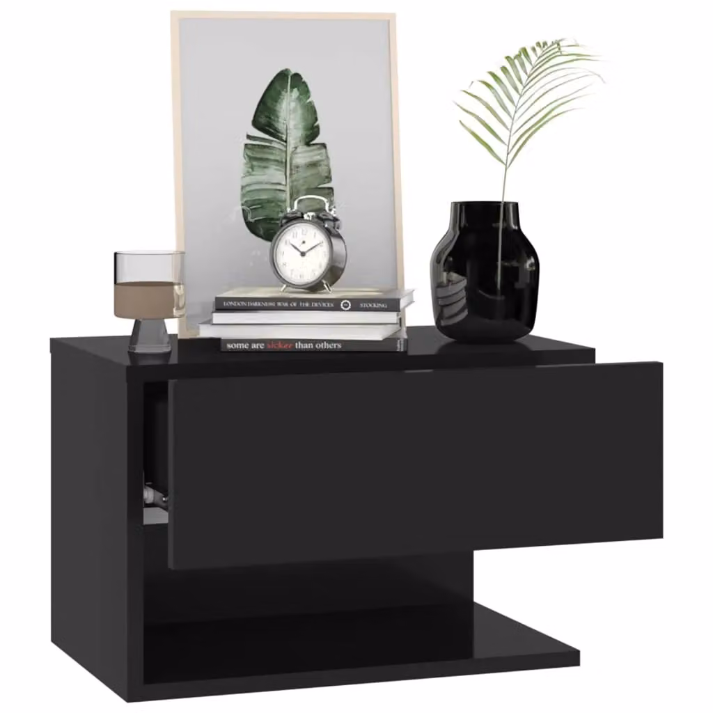 Berkfield Home Wall-mounted Bedside Cabinet in Black – 3