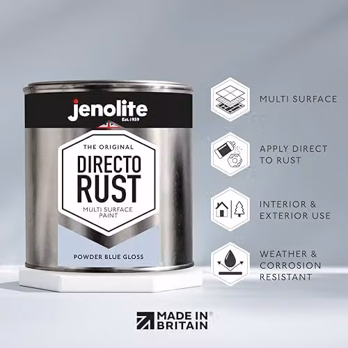 JENOLITE Directorust Powder Blue Gloss Multi Surface Paint, 1 Litre (RAL 240 80 10) – 2