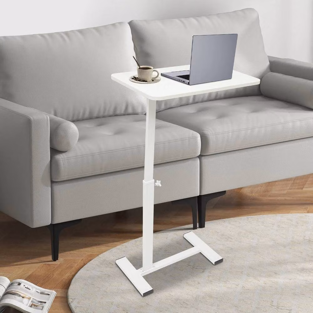 KORVIXA Adjustable Height Bedside Table in White for Home or Hospital Use – 2