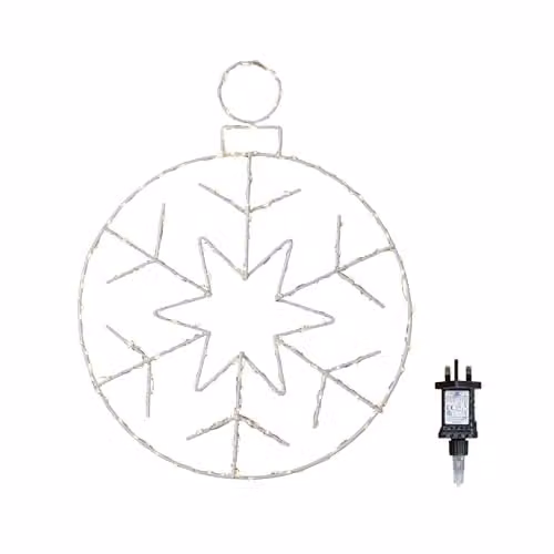 Samuel Alexander Silver and White Hanging Christmas Snowflake Bauble with 250 White LEDs, W: 48 cm, D: 38 cm – 3
