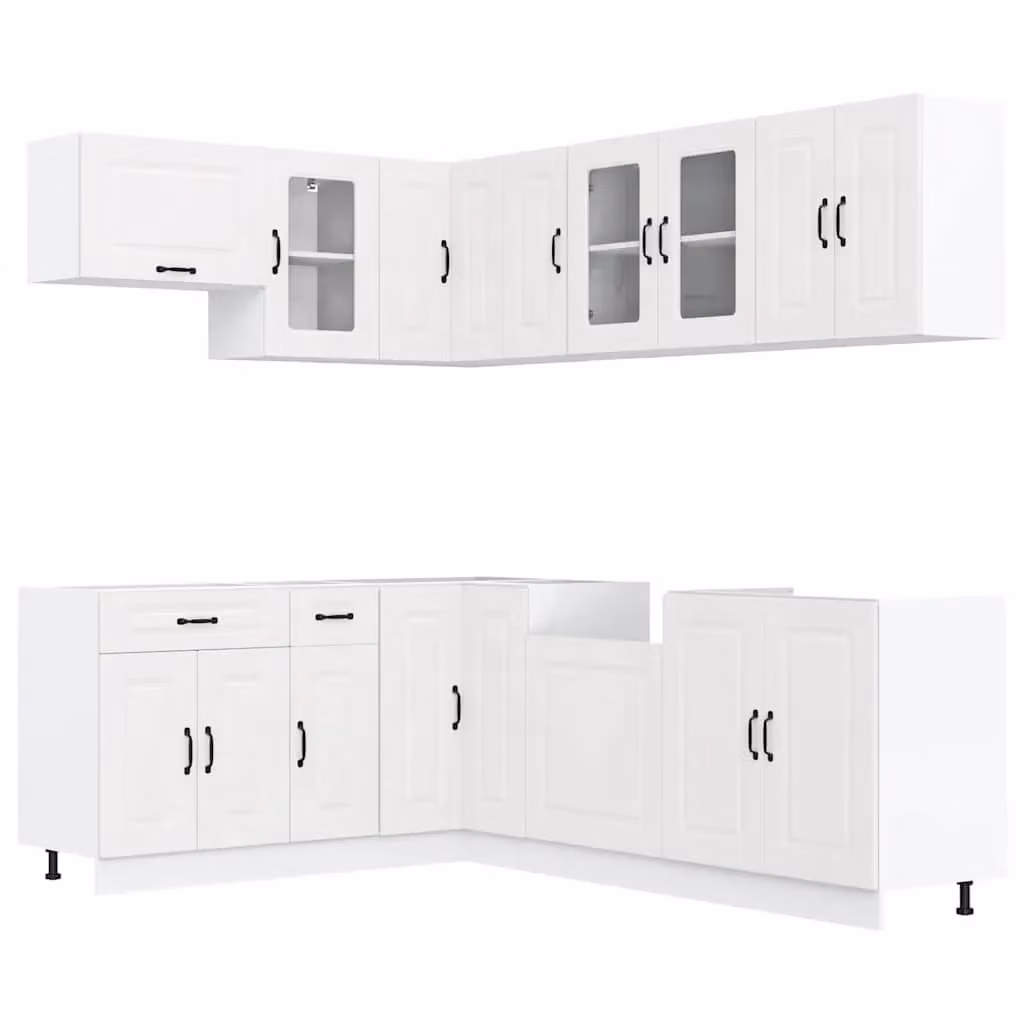 Berkfield Home Kalmar 11 Piece White Engineered Wood Kitchen Cabinet Set