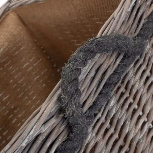 Red Hamper Small Wicker Log Basket in Grey Wash with Hessian Lining – 2