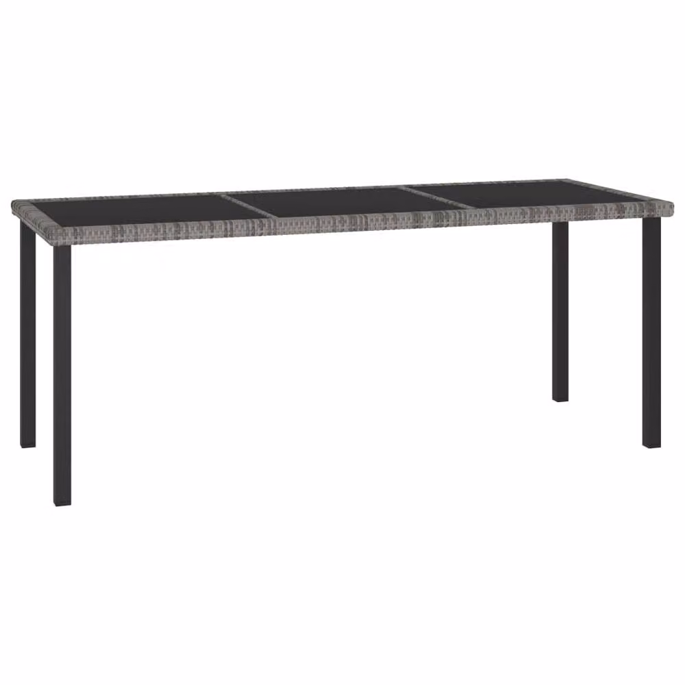 Berkfield Home Modern Grey Poly Rattan Garden Dining Table W/D/H: 180 x 70 x 73 cm – 2