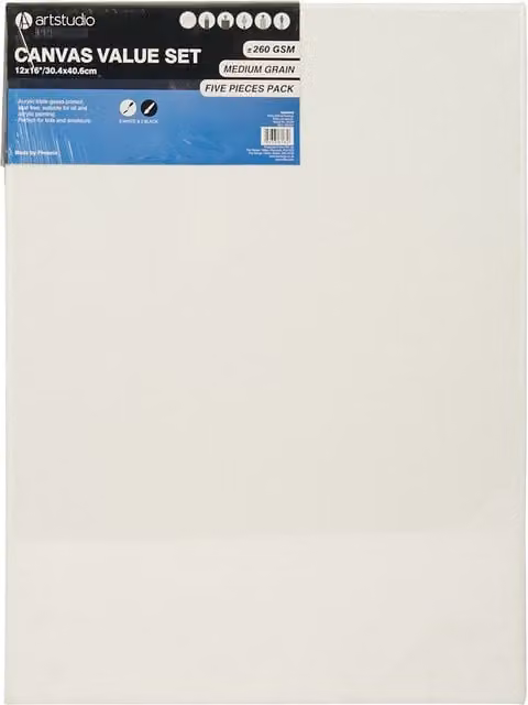 Art Studio Canvas Value Set in Black and White, 40.6 cm