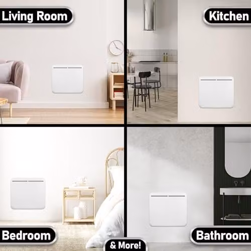 Mylek 1000W Electric Panel Radiator, White, Wall Mounted or Freestanding, W: 51.5 cm, H: 51.5 cm, D: 11.5 cm – 2