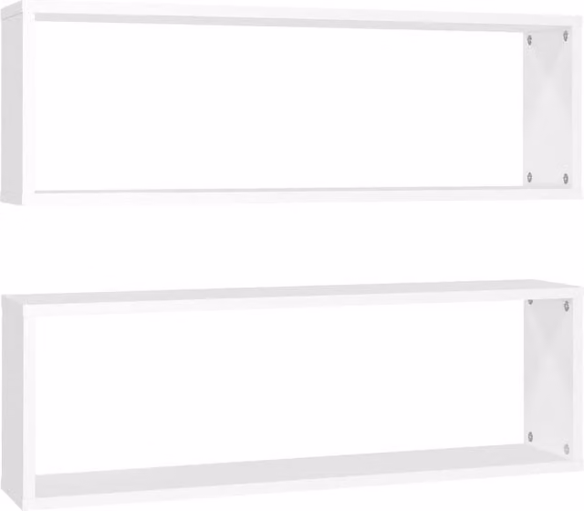 Berkfield Home Wall Mounted Cube Shelf, 2 Piece Set, White, W/D/H: 80 x 15 x 26.5 cm