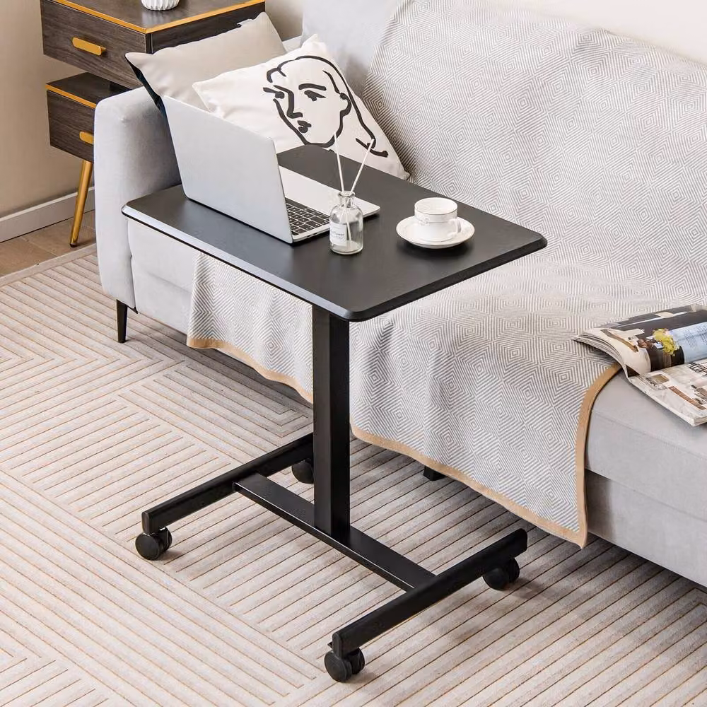 Costway Height Adjustable Mobile Standing Desk with Manual Crank and Castors in Black – 2