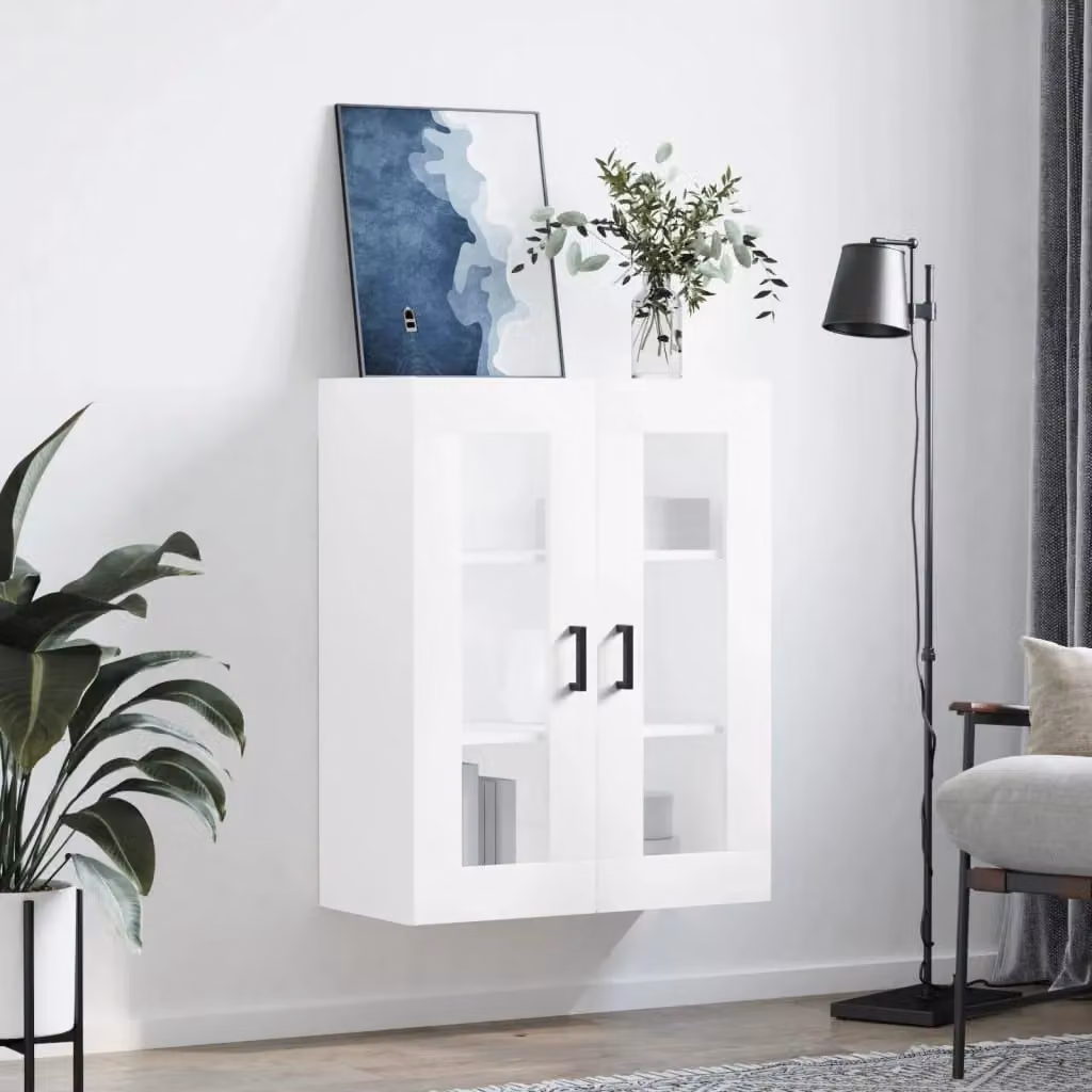 Berkfield Home Wall Mounted Cabinet in White with Glass Doors, W/D/H: 69.5 x 34 x 90 cm – 3