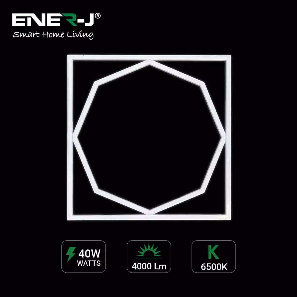 ENER-J 40W LED Recessed Panel Light with Hexagon Design, White, W/D/H: 60 x 60 x 1 cm – 2