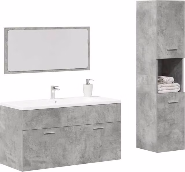 Berkfield Home 3 Piece Modern Bathroom Furniture Set in Matt Grey – 1
